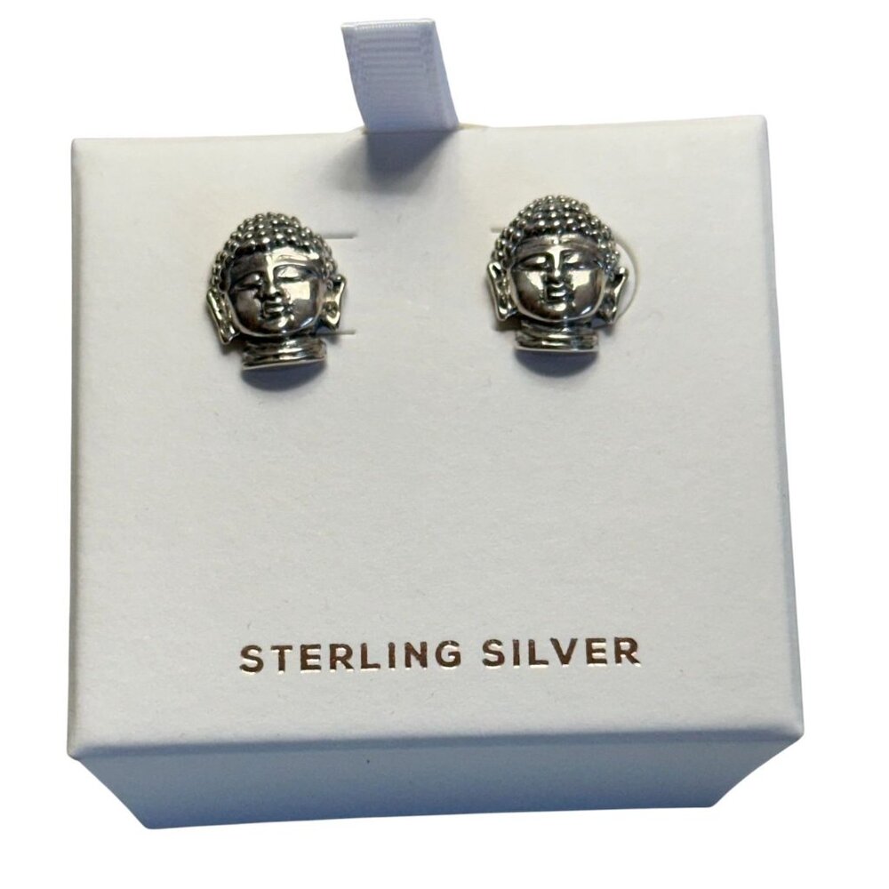 NIB Annika Witt Sterling Silver Bhudda Stud Earrings